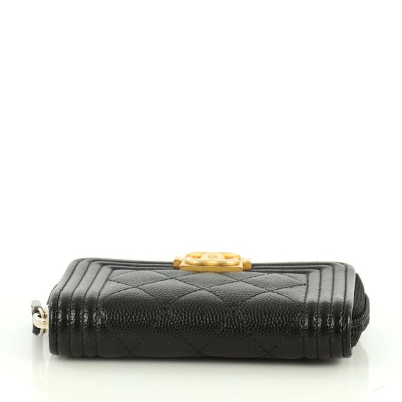 BNIB NEW! Authentic CHANEL Caviar Black Quilted Boy Zip Around Coin ZIPPY WALLET - Picture 3 of 12